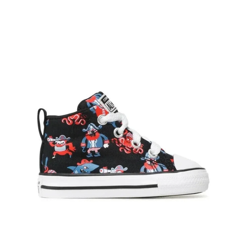 CONVERSE CHUCK TAYLOR ALL STAR‎ STREET PIRATE PRINT SNEAKERS Infant Size 4 BLACK